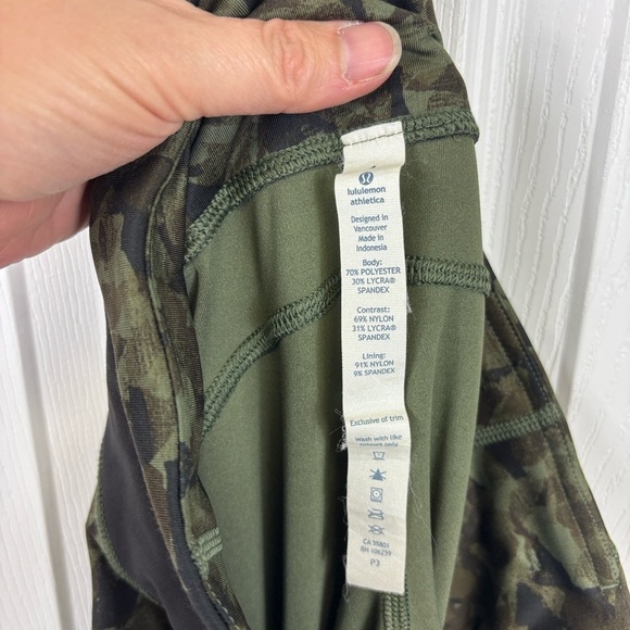 Lululemon speed tight III luxtreme mystic jungle fatigue green black sz 4 - Picture 8 of 12
